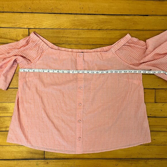 Lane Bryant Off The Shoulder Striped Handkerchief Sleeve Blouse, Size 18/20 - Picture 8 of 10